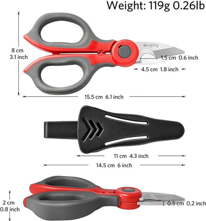 Elektrikerschere mit Edelstahl-Klingen, Gummigriff, Schutzhülle, 14,5 cm, 2 Stück