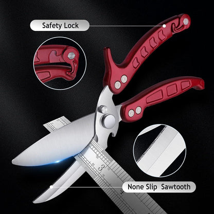 Abnehmbare Geflügelschere Heavy Duty Küchenschere Knochenschere Rot