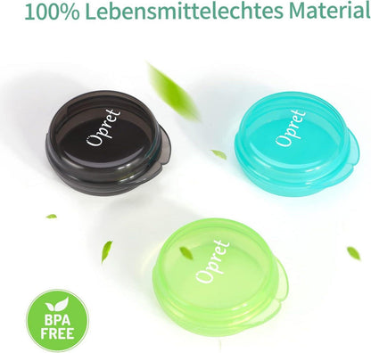 Opret Tablettenbox Klein 3er Set Schwarz Cyan Grün - Tragbare Pillendose für Vitamine, Fischöl