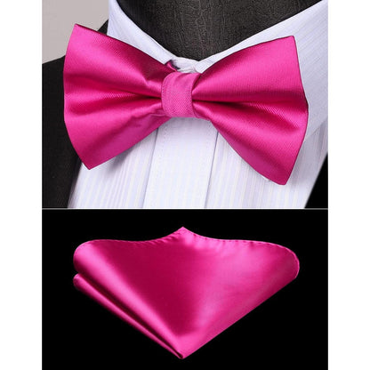 Fliegen-Set mit Einstecktuch für Herren, vorgebunden, fuchsia