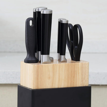 8-teiliges Küchenmesser-Set mit Gummi-Holz-Messerblock - Scharf und