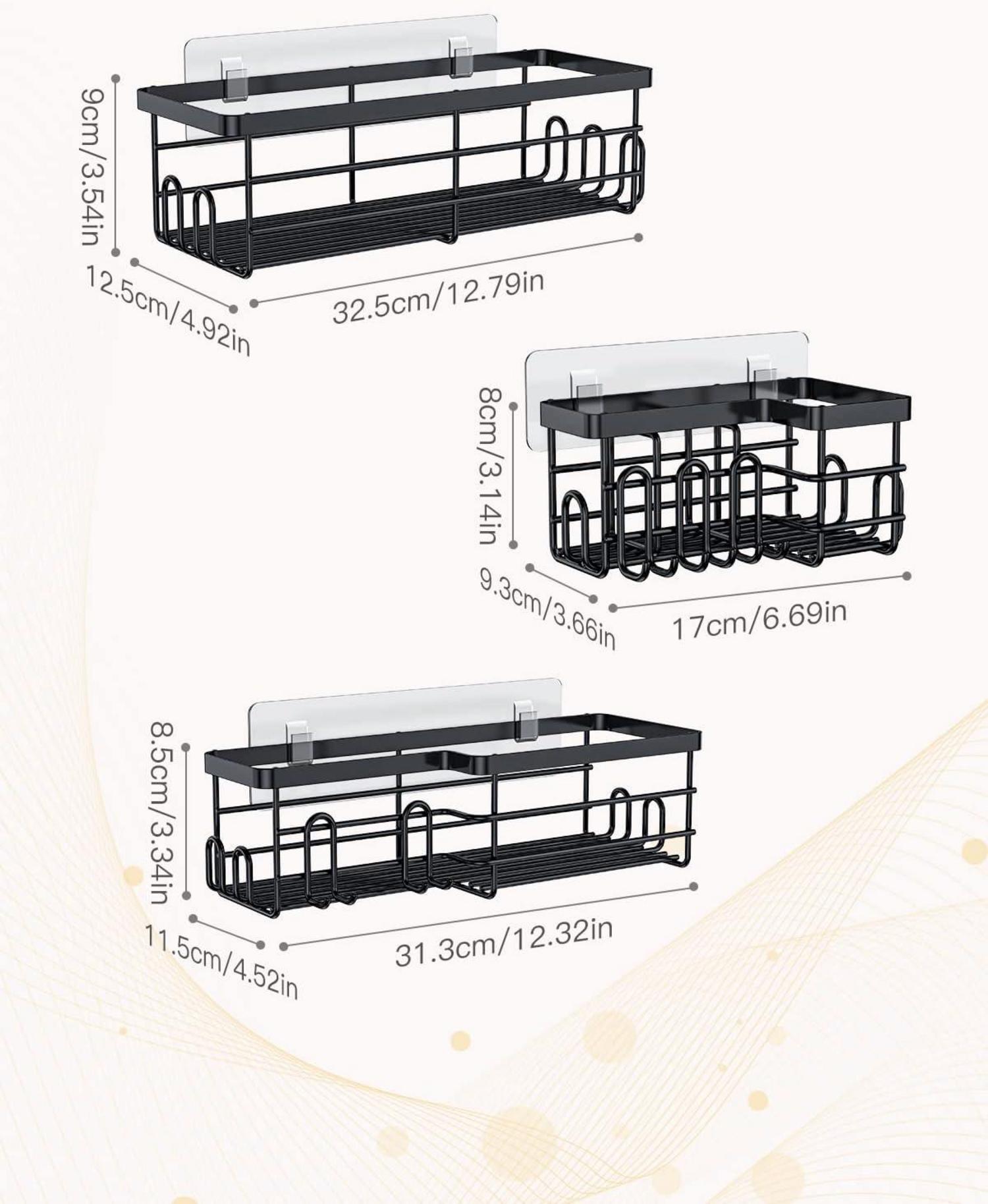 Uamector Duschablage 3er-Pack Schwarz Rostfrei Platz-Organizer