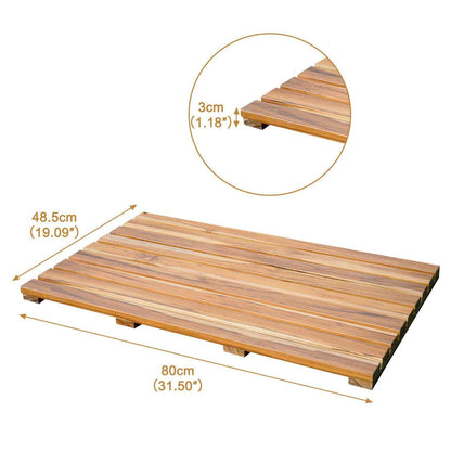 Teakholz Duschmatte rutschfest 80x50cm – Badematte für Badezimmer & Sauna