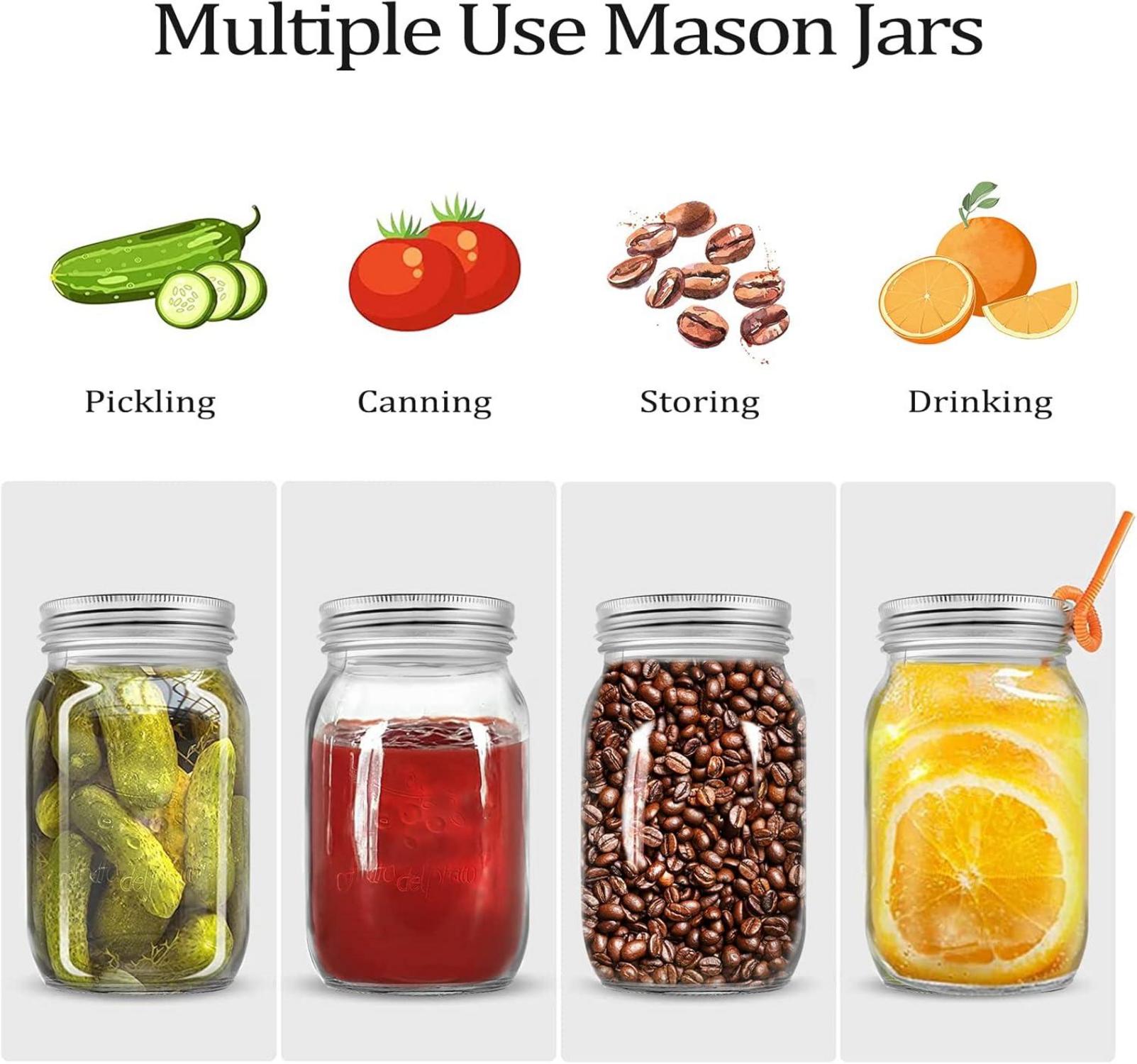 Einmachgläser 1L Vorratsgläser Deckel Mason Jars Gären - 2er Pack