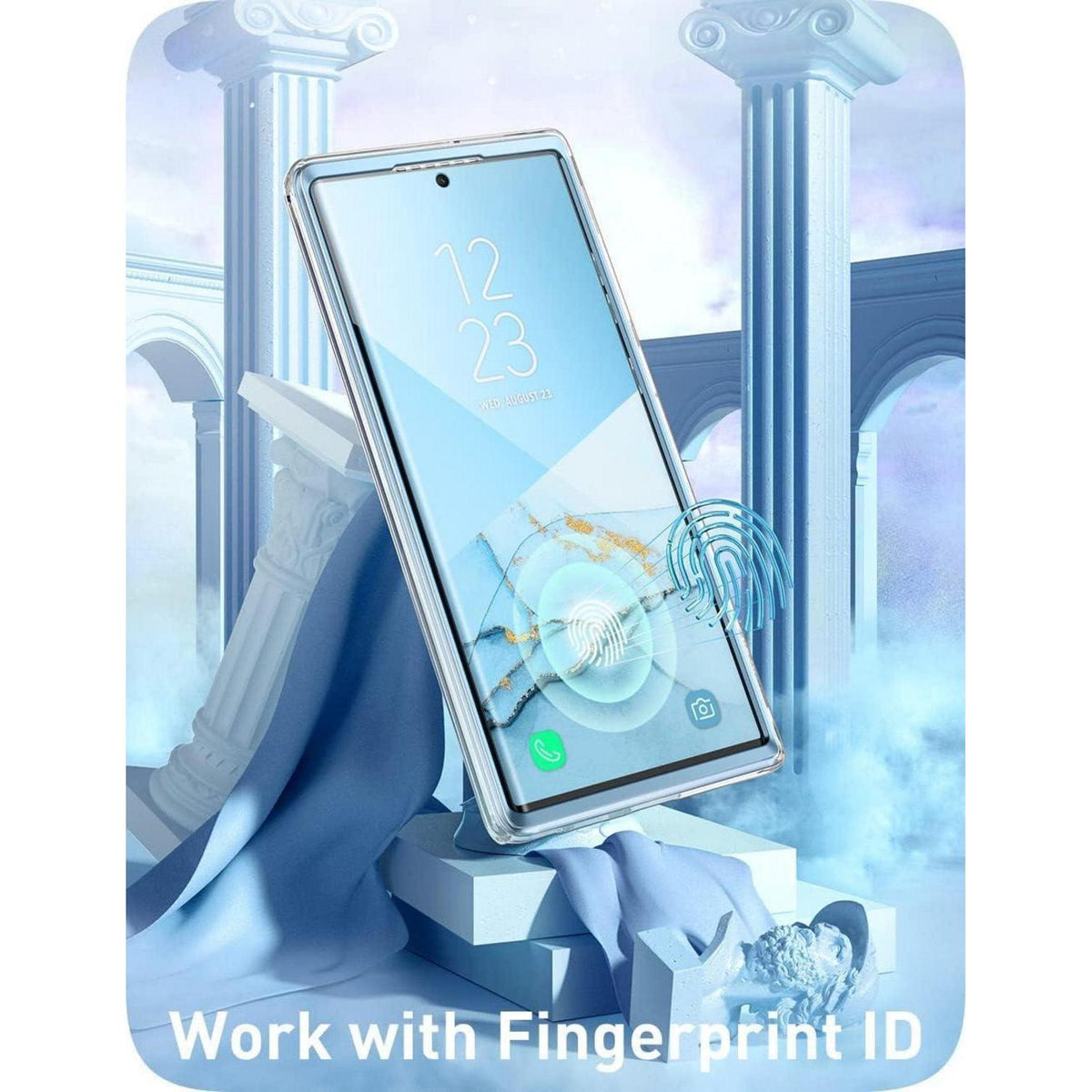Schutzhülle Samsung S22 Ultra mit Displayschutz, Glitzer Schmetterling Blau