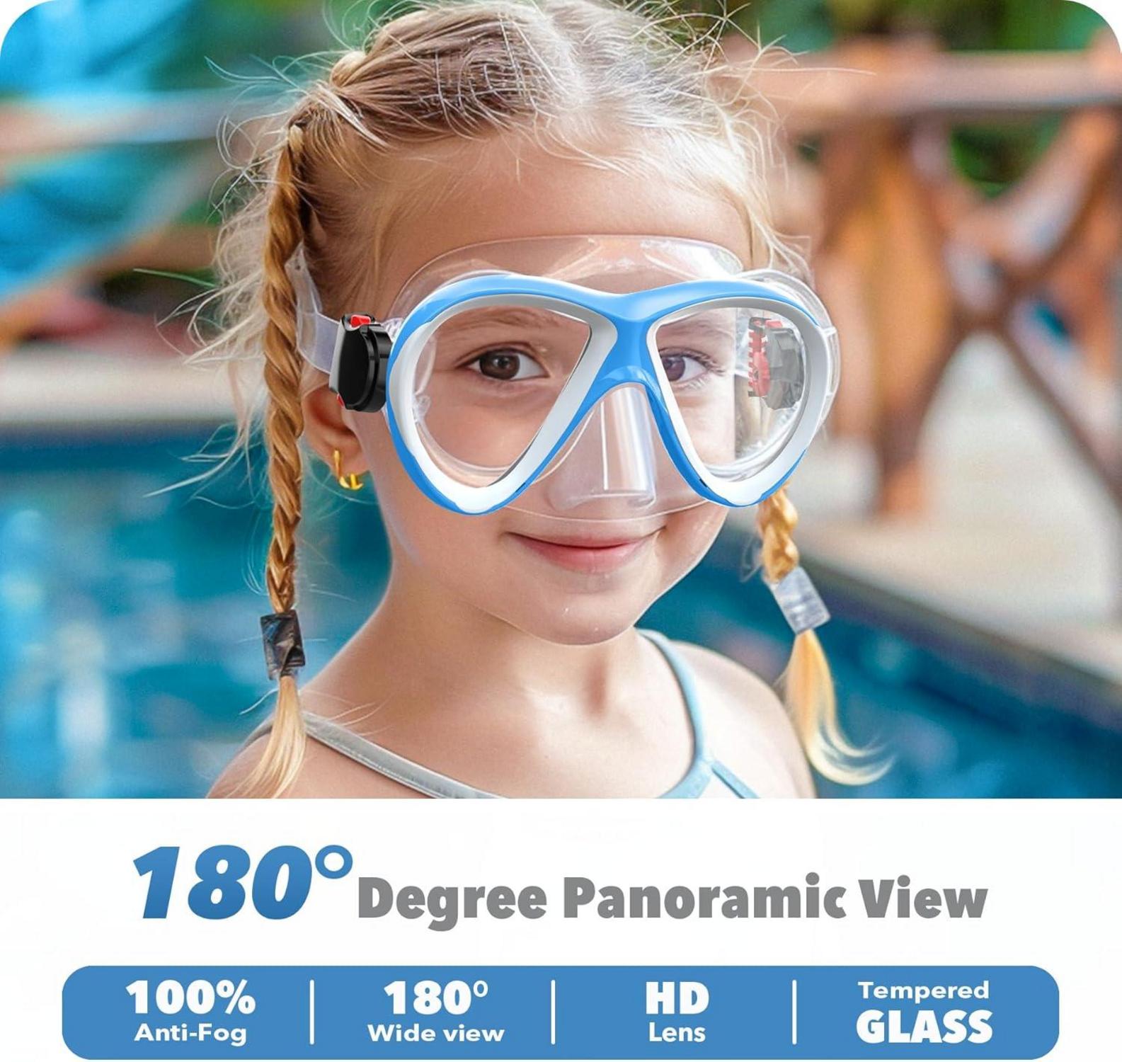 Findway Taucherbrille Kinder 180°Panorama Verstellbar
