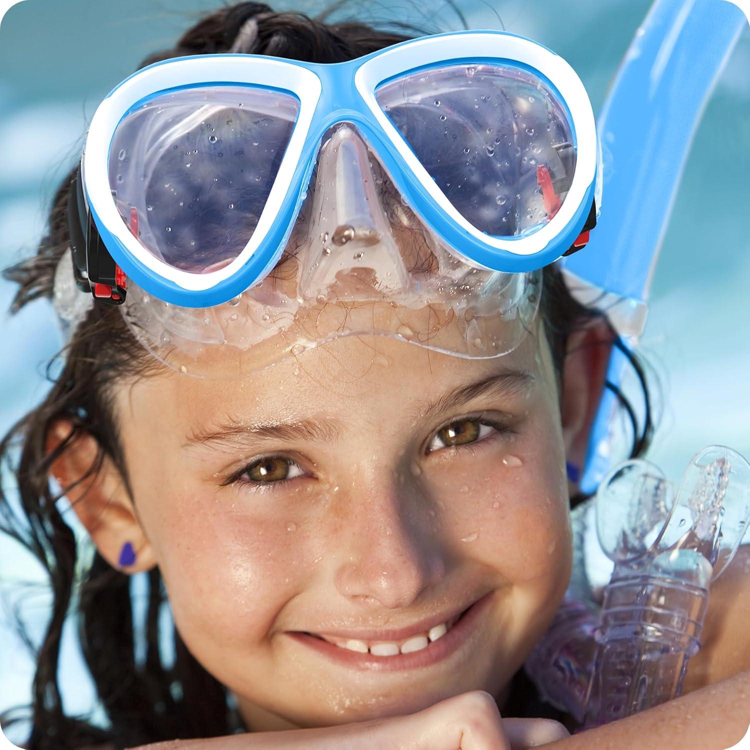Kinder Taucherbrille Schwimmbrille Schnorchelmaske 180° Panorama Verstellbar