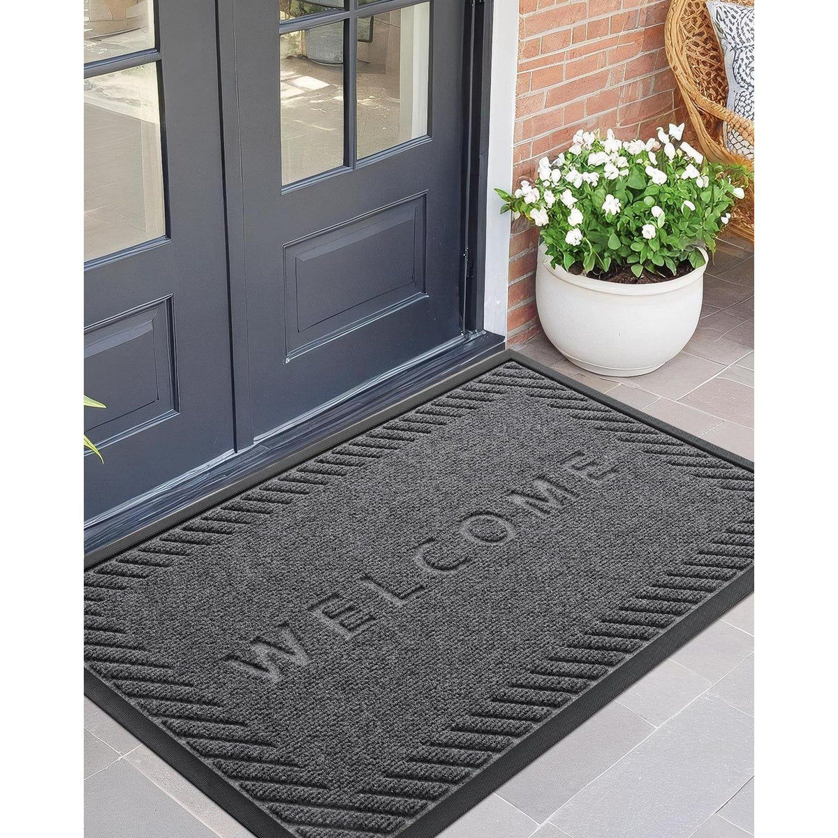 Fußmatte Outdoor rutschfest 90x150 cm Schwarz-Grau