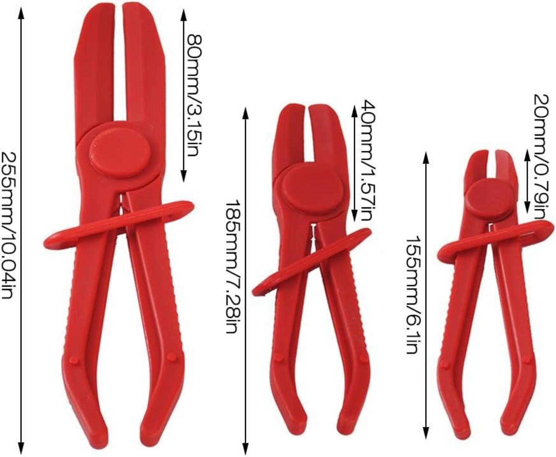 Schlauchklemmenzange Set 6 tlg. in Rot, KFZ Abklemmzange für