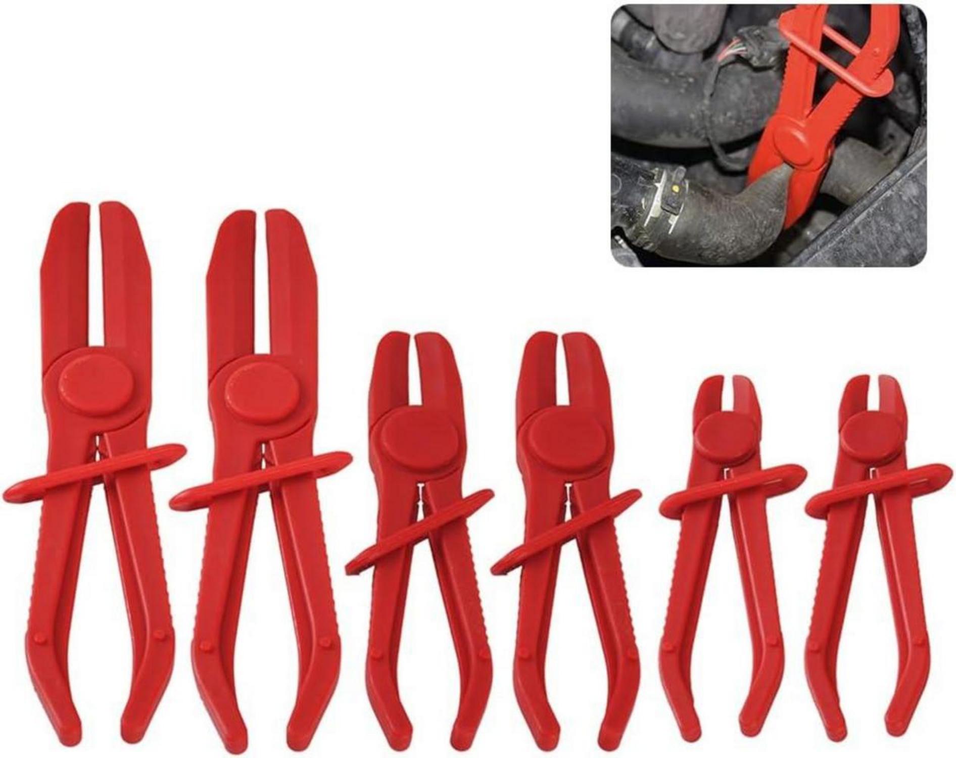 Schlauchklemmenzange Set 6tlg Abklemmzange KFZ Hydraulikschlauch Rot