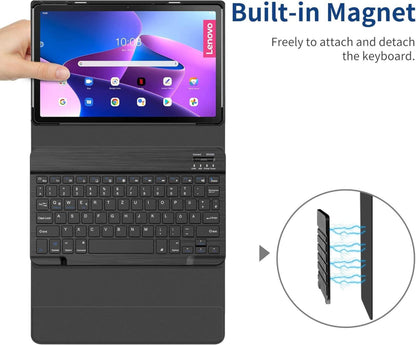 EasyAcc Tastatur Hülle Lenovo Tab M10 Plus 10.6 2022 Bluetooth QWERTZ Schwarz