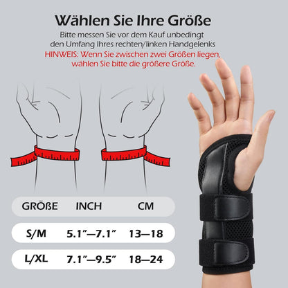 Handgelenkbandage mit 3 Schienen für Männer Frauen Arthritis Schwarz