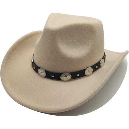 Herren Cowboy Hut Fedora Sonnenhut Lederband Schwarz