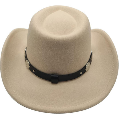 Herren Cowboy Hut Fedora Sonnenhut Lederband Schwarz