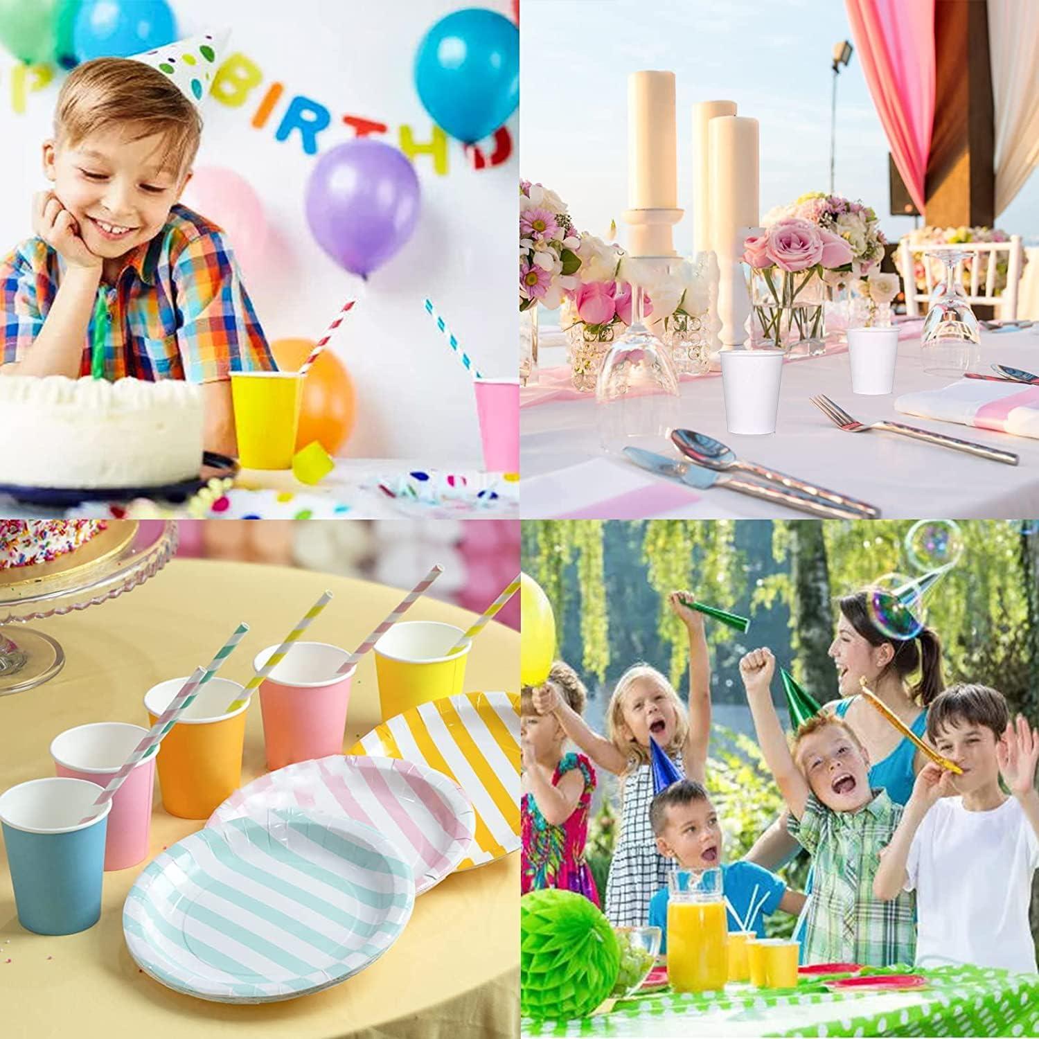 60x Mehrfarbige Partybecher 250ml Biologisch Abbaubar