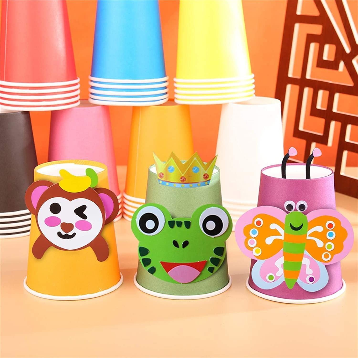 60 Stück Pappbecher, 250 ml Mehrfarbig Partybecher Biologisch Abbaubar