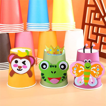 60 Stück Pappbecher, 250 ml Mehrfarbig Partybecher Biologisch Abbaubar