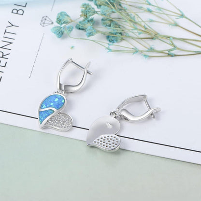 GW Ohrringe Silber 925 Blauer Opal Herz Damen Geschenke