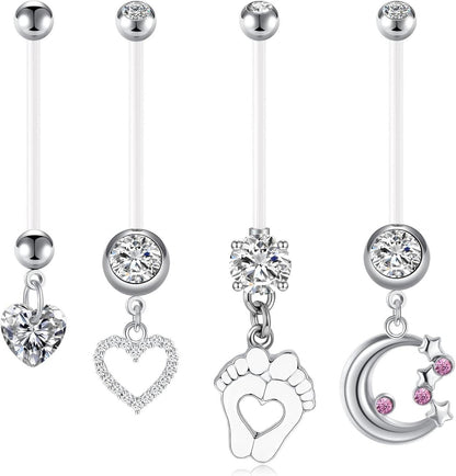 4er Set Schwangerschaft Bauchnabel Piercing Acryl Bioflex 25mm