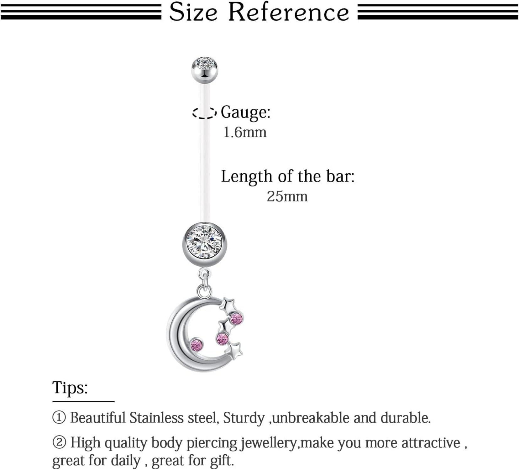 Schwangerschaft Acryl Bauchnabelpiercing Set 14G 25mm