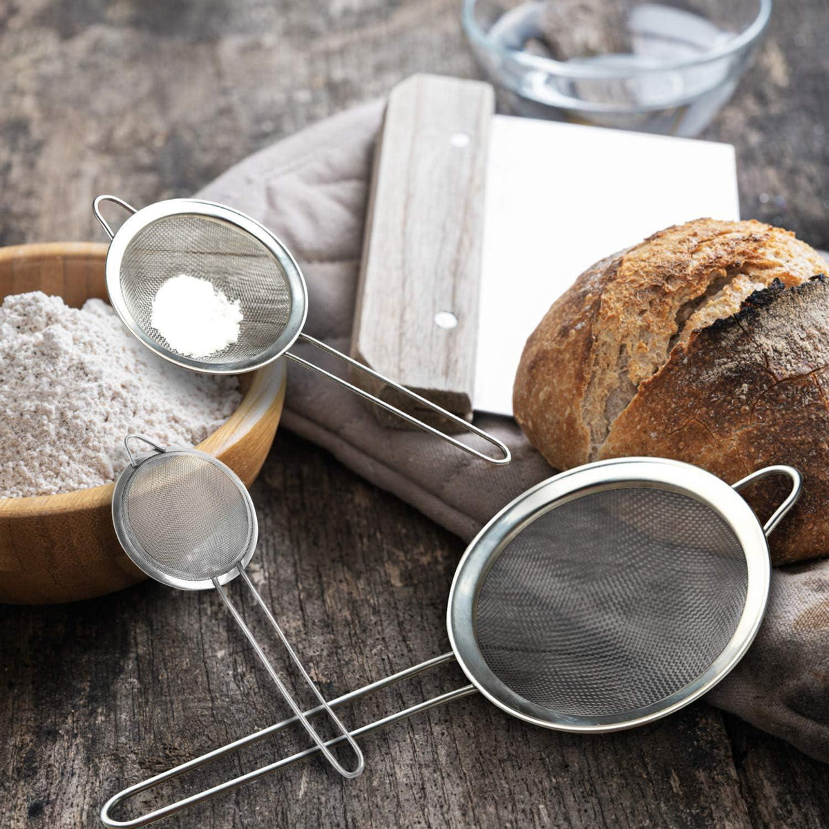 Edelstahl Sieb Set – Feinmaschig zum Backen & Kochen (3 Größen)