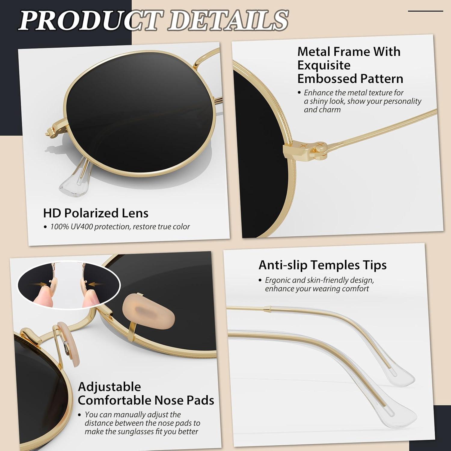 Polarisierte UV400 Retro Runde Verspiegelte Sonnenbrille