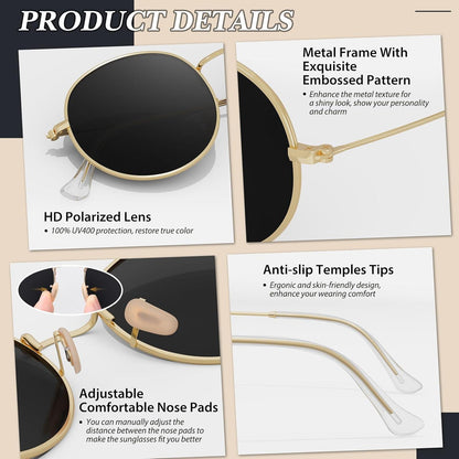 Polarisierte UV400 Retro Runde Verspiegelte Sonnenbrille