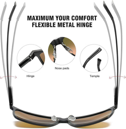 Polarisierte Sonnenbrille Herren UV400 Schutz Retro Rahmen Leicht Metallrahmen 3029H
