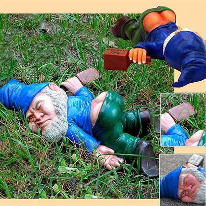 Kreativer Betrunkener Gartenzwerg Harz Außen-Deko Blau