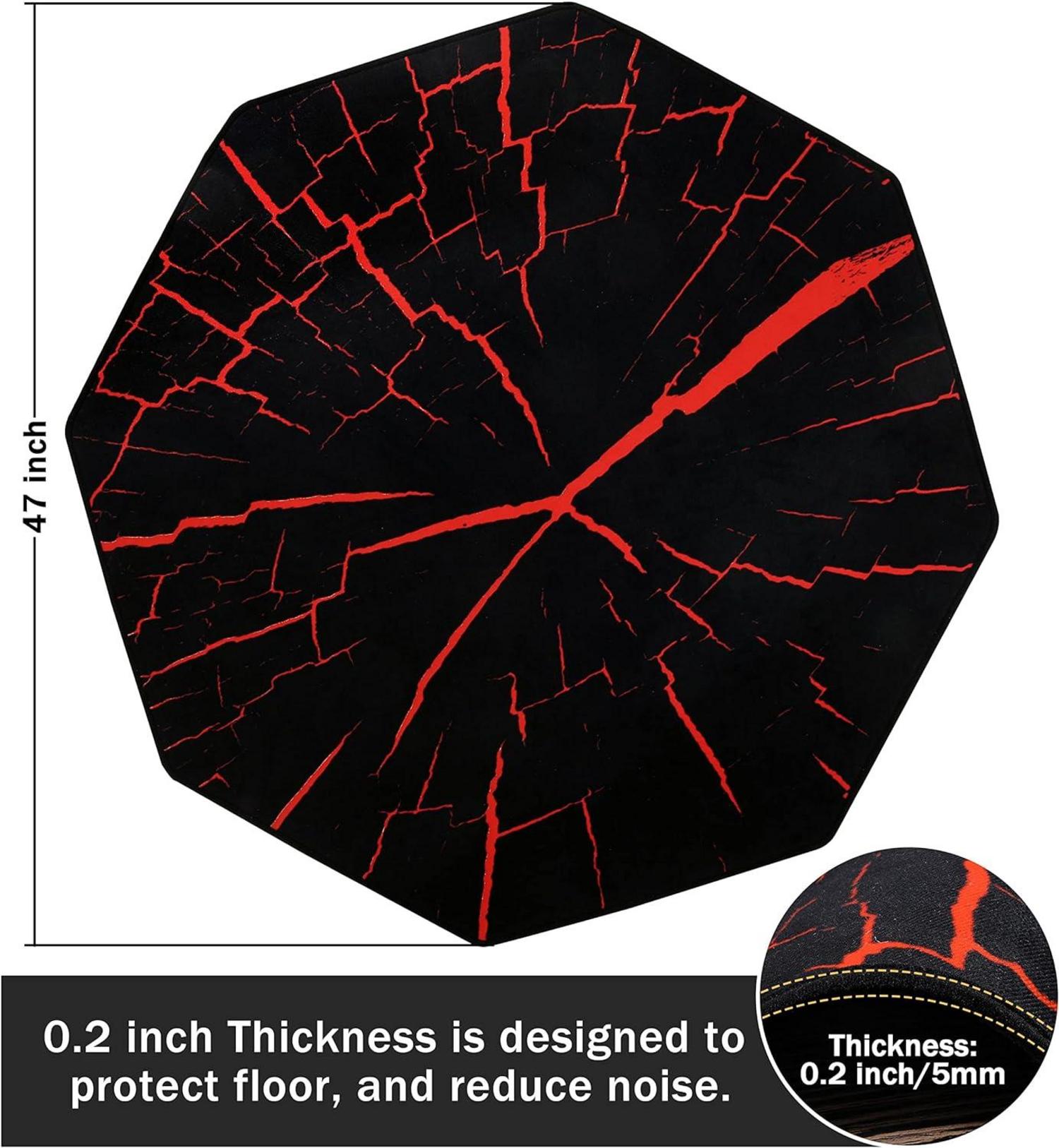 Bürostuhlmatte achteckig 120 cm Bodenschutz Teppichboden Rot