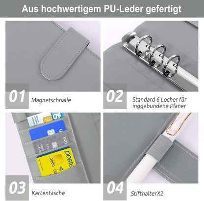 KONVINIT Budget Binder A6 Ringbuch Budget Planner Geld Sparen Mappe mit Geldumschläge
