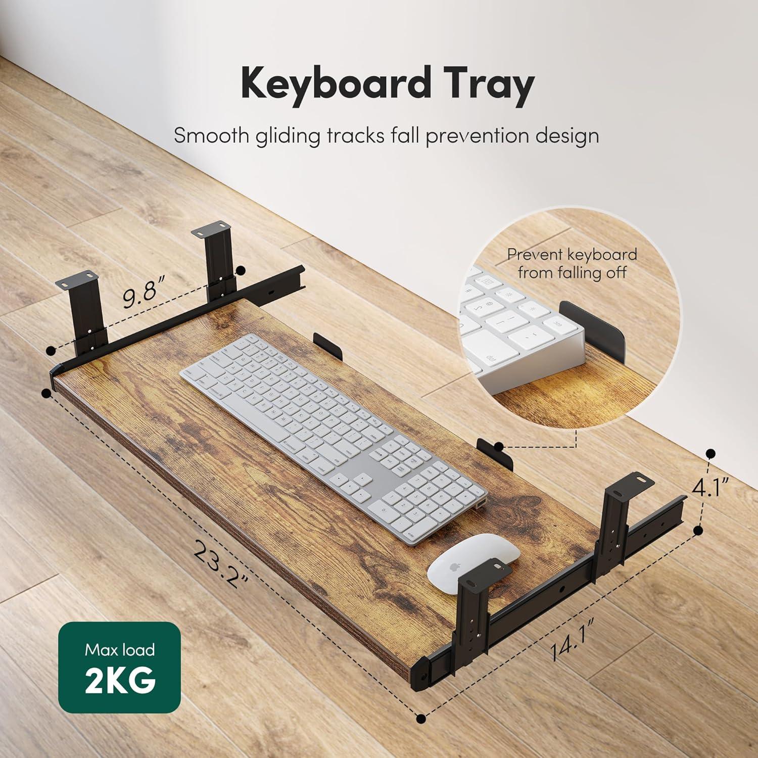 Elektrischer höhenverstellbarer Stehschreibtisch mit Tastaturablage 140x61 cm
