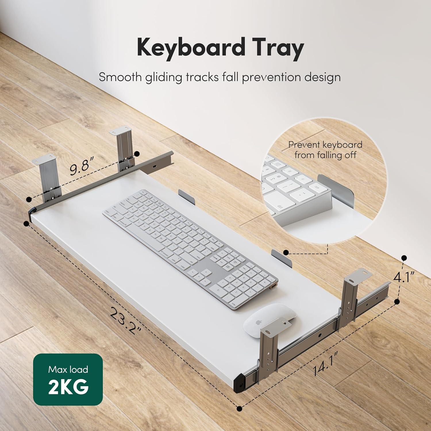 Höhenverstellbarer Elektrischer Schreibtisch 140 x 60 cm mit Tastaturablage White