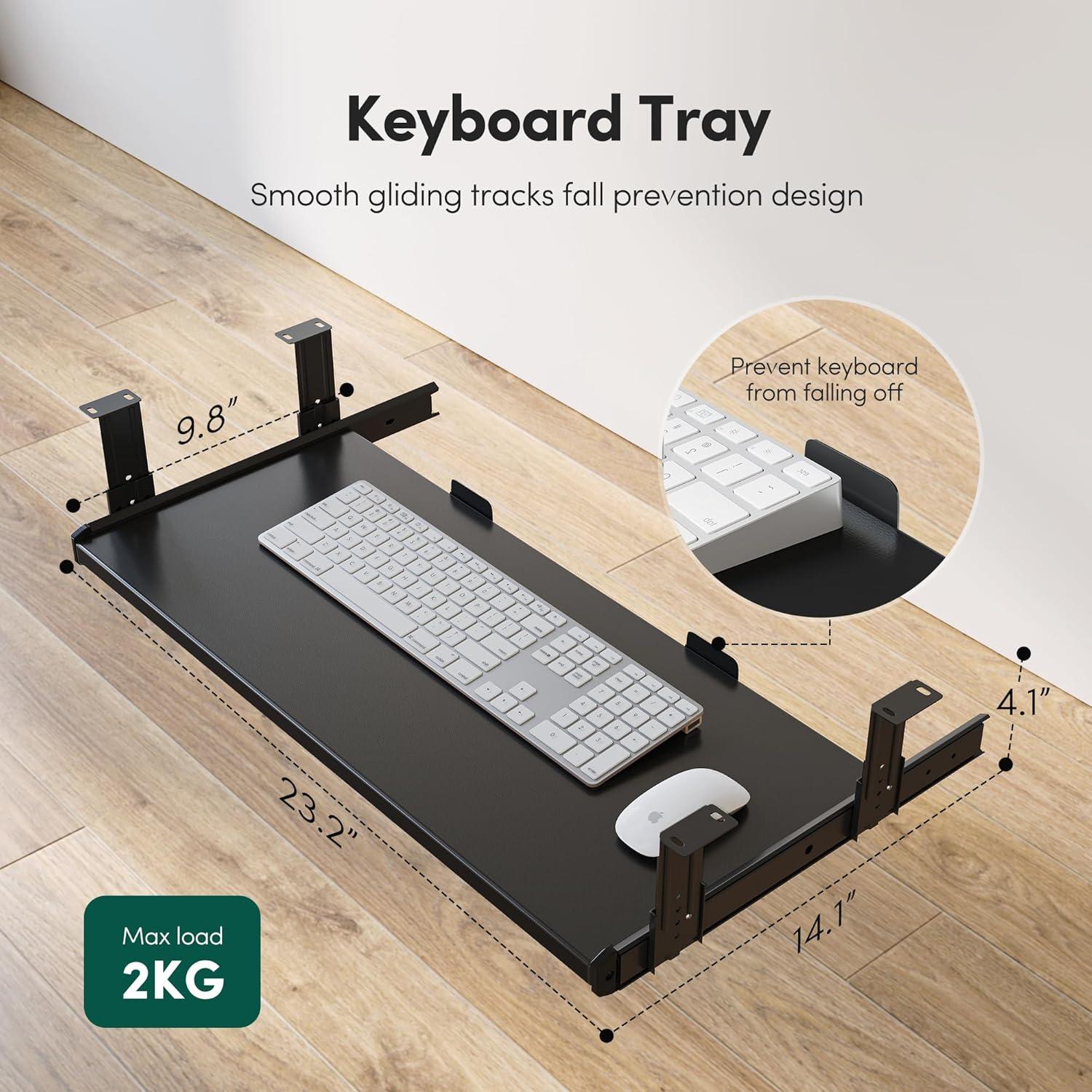 Elektrischer höhenverstellbarer Schreibtisch 100x60cm Tastaturablage Stahl Memory Steuerung Schwarz