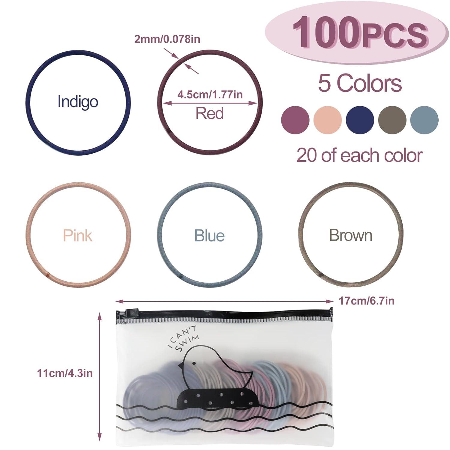 100 Stück Haargummis Damen 4,5cm Männer Zopfgummis Set 5