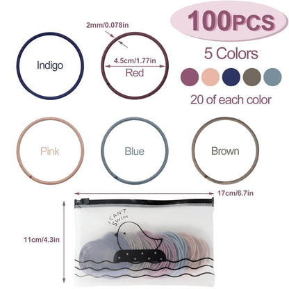 100 Stück Haargummis Damen 4,5cm Männer Zopfgummis Set 5