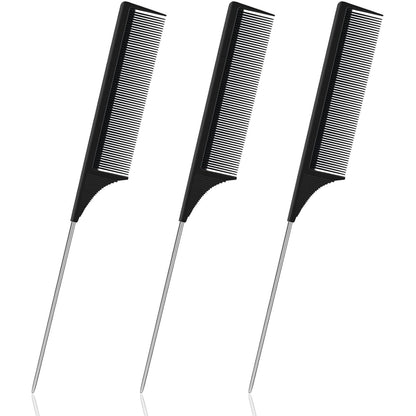 Kohlefaser Stielkamm Set Feinzahn Anti-Static Hair Comb