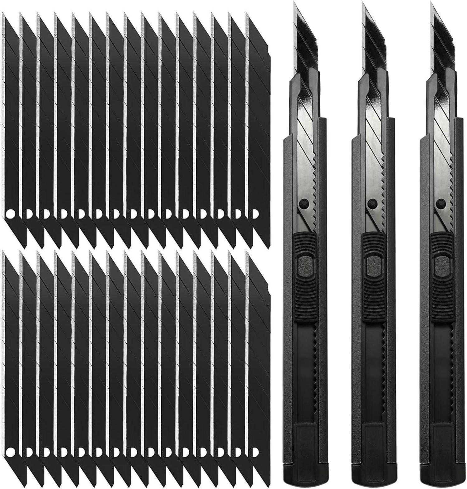 Professionelles Cuttermesser Set mit 30 Abbrechklingen - Schwarz