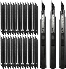 Professionelles Cuttermesser Set mit 30 Abbrechklingen - Schwarz