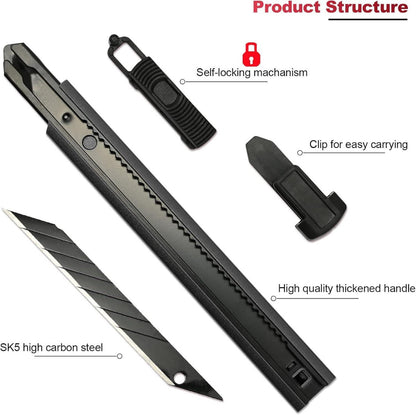 Professionelles 9mm Cuttermesser Set mit 30 Abbrechklingen
