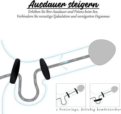 BDSMJOY 2er Set Penisringe Verdickte Runde hohe Elastizität Cockring Eichelring