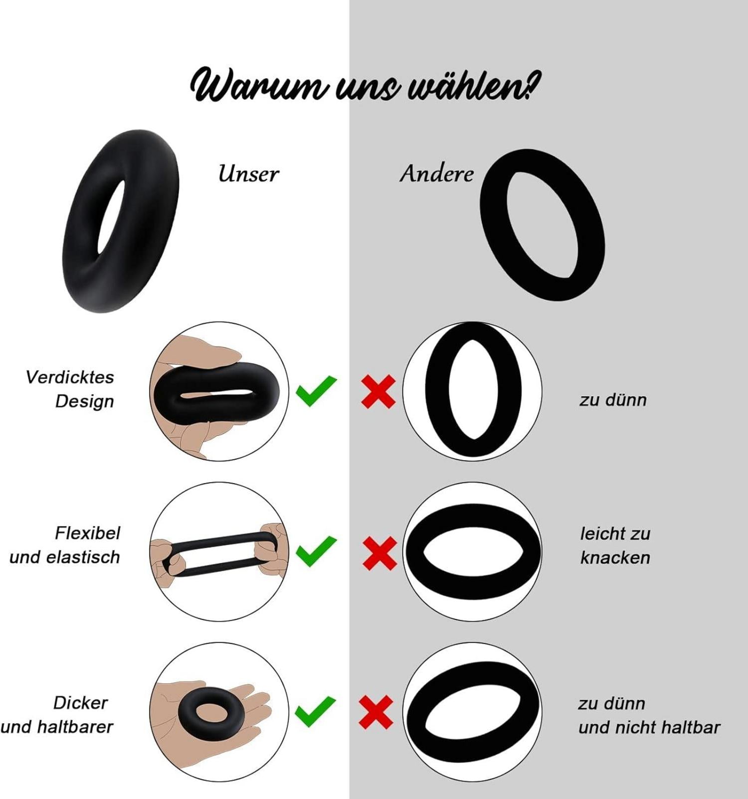 2 Stück Verdickte Penisringe für längeren Geschlechtsverkehr