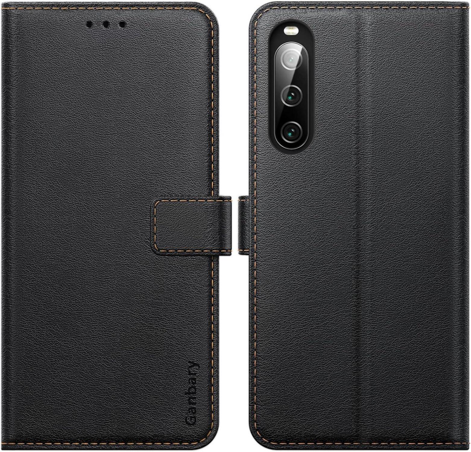 Sony Xperia 10 IV Handyhülle Schutzhülle Leder Schwarz