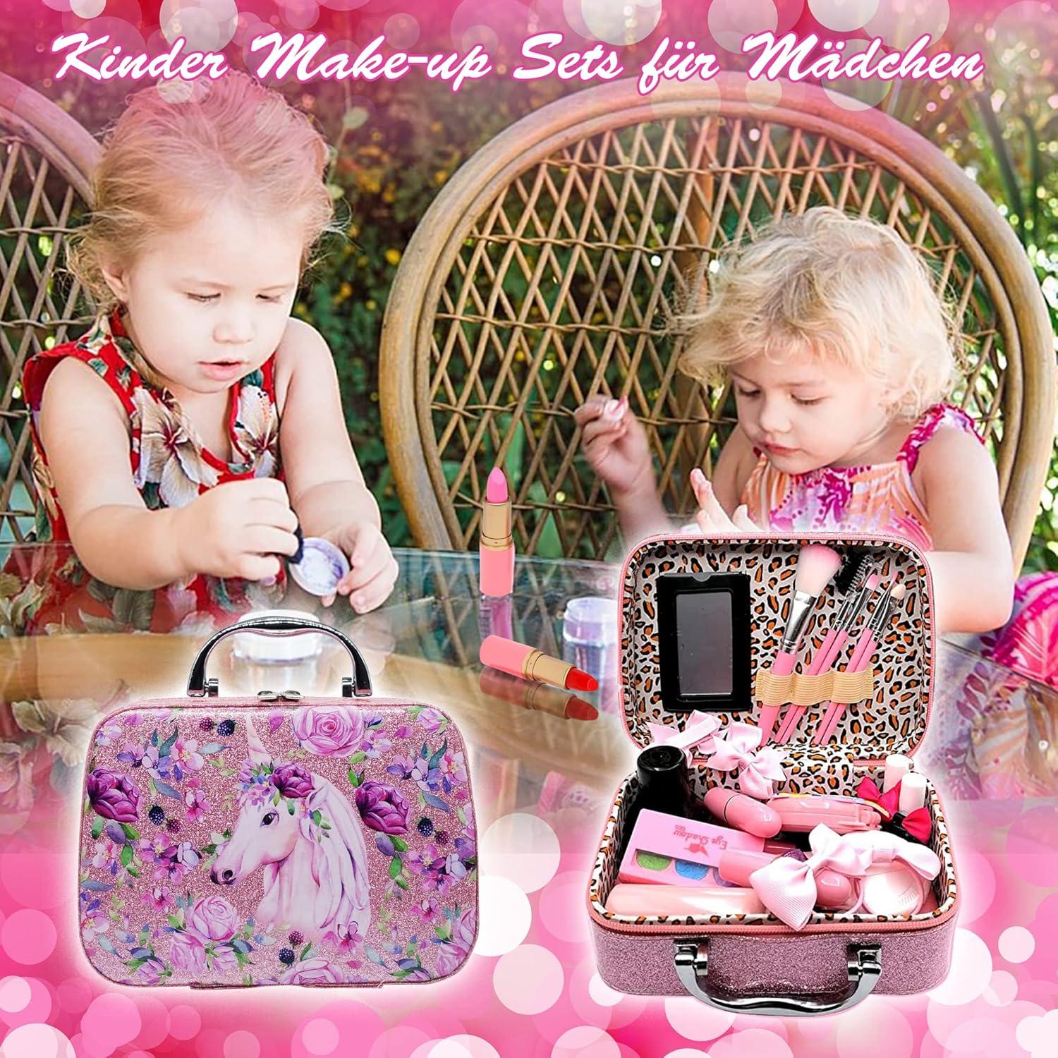Kinderschminke Set Mädchen Einhorn Make Up Spielzeug 27-teilig