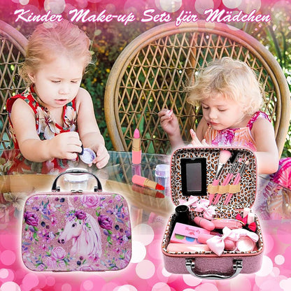Kinderschminke Set Mädchen Einhorn Make Up Spielzeug 27-teilig