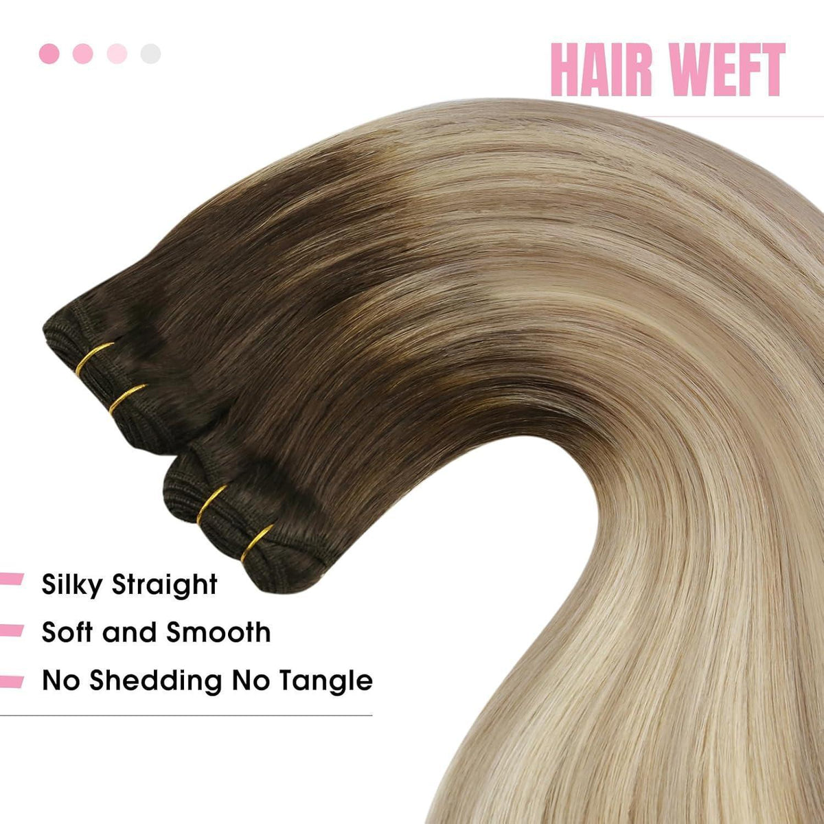 Echthaar Tressen Dunkelbraun Balayage Blond 35cm