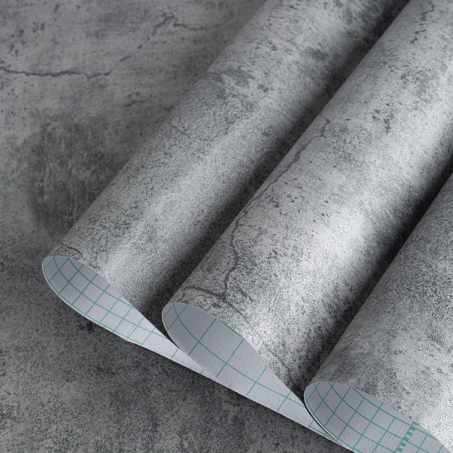 Dunkelgraue 3D Betonzement Tapete 60CMx9M Selbstklebende Möbelfolie