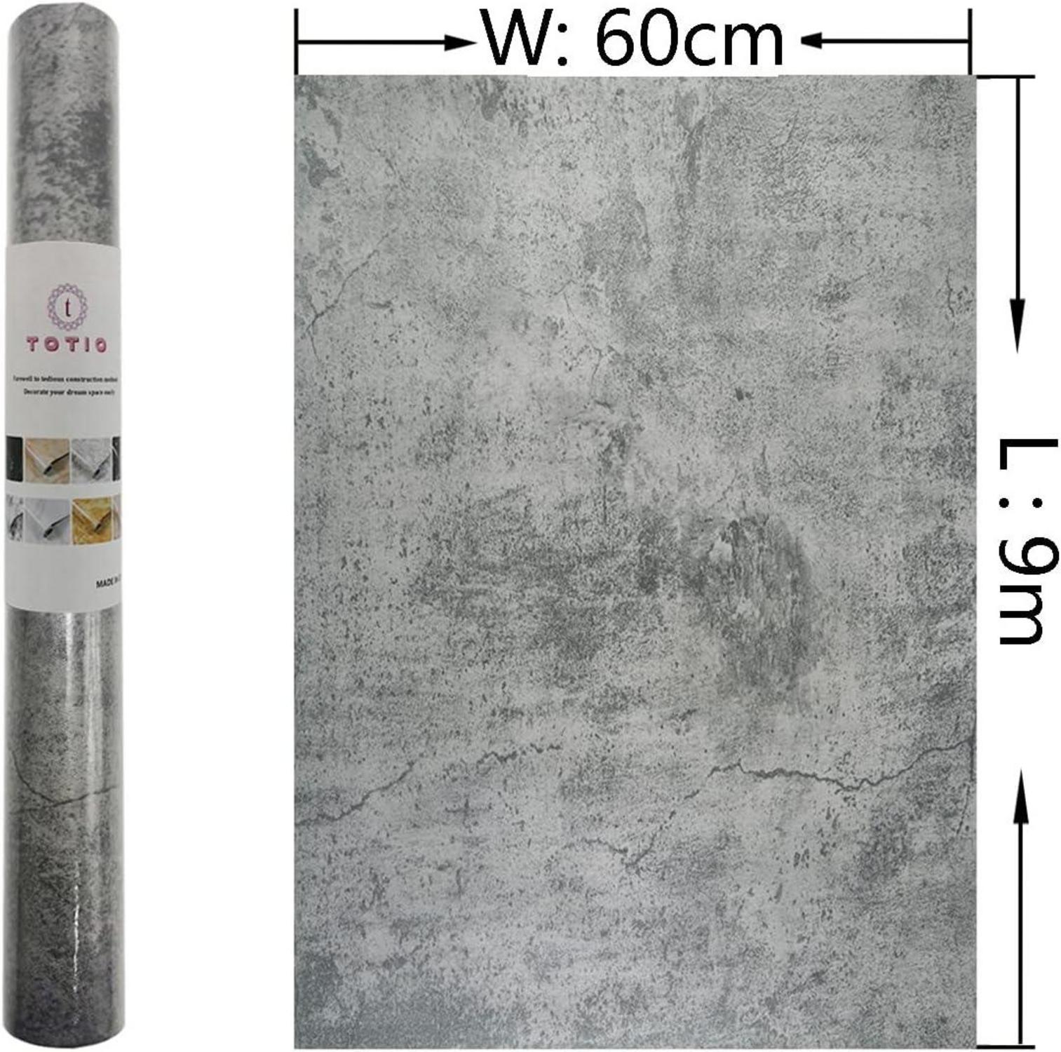 Dunkelgraue 3D Betonzement Tapete 60CMx9M Selbstklebende Möbelfolie