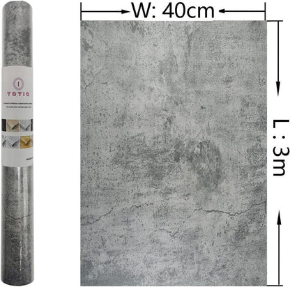 Graue Beton Tapete Vintage 3D Zementmuster 40CMx3M Selbstklebend wasserdicht