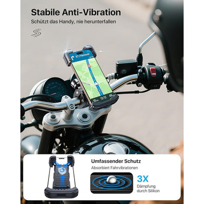Motorrad Handyhalterung Diebstahlschutz Anti-Vibration Fahrradhalterung Schwarz
